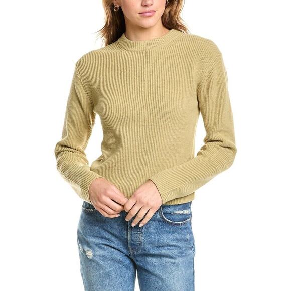 Vince Women's Large Sweater Tan Knitted Ribbed Long Sleeve Pullover NWT $325 - Picture 1 of 9